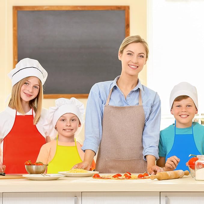 PLULON 15 Pcs Kids Apron Painting Aprons, Kids Aprons for Painting Blue Art Apron Smocks Bulk for Art Activity Craft Home Kitchen Classroom Party Supplies
