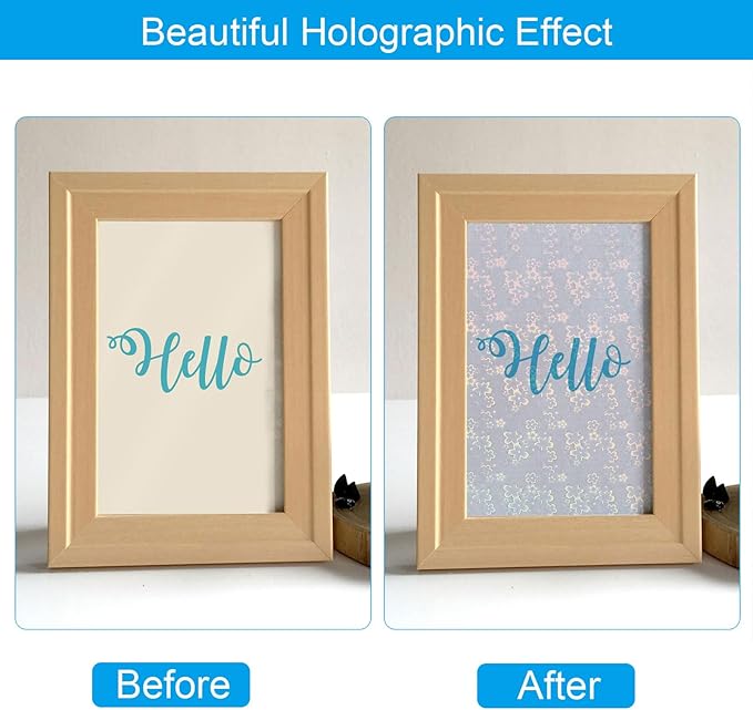 PATIKIL 11.7x8.3" Holographic Sticker Paper, 10Sheets A4 Polypropylene Self-adhesive Transparent Waterproof Laminate Overlay Film for Photo Cards Scrapbook Decorations, Flower