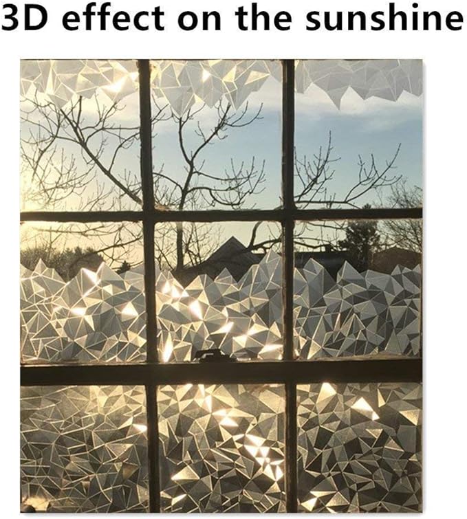 NIVIY 3D No Glue Static Cling Window Films Privacy Cut Glass Window Sticker for Bathroom Office Kitchen Window Decor 17.7"x 78.7"