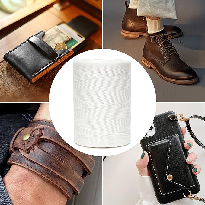 Waxed Thread,852Yards 150D 0.8mm Flat Polyester Wax Thread for Hand Sewing Leather Craft DIY Projects Shoes Repair Book Binding(Light Purple)
