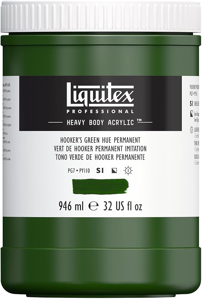 Liquitex Professional Heavy Body Acrylic Paint, 32-oz (946ml) Pot, Hookers Green Hue Permanent
