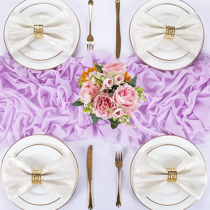 Lavender Chiffon Table Runner 30 x 120 Inches Romantic Sheer Fabric for Wedding Decorations, 10ft Baby Shower and Birthday Party Cake Table Decorations
