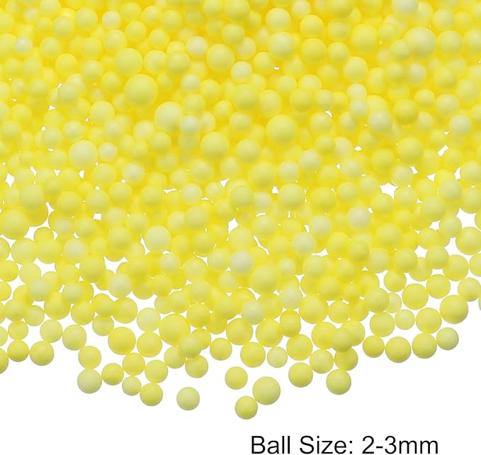 MECCANIXITY Foam Beads Foam Balls 2-3mm for Wedding and Party Decorations, Tiny Packing Balls, Arts DIY Crafts Supplies (Light Yellow,1 Pack Approx 8000pcs)