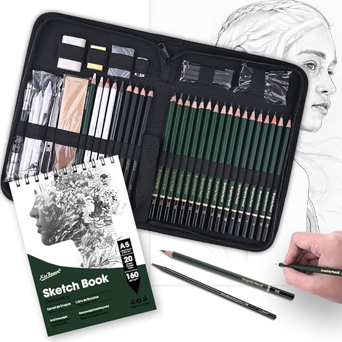43 Pack Sketch Pencils for Drawing Charcoal Pencil Sketching Set with Sketchbook, Pencils, Charcoal, Graphite and More for Artists, Professionals or Beginners