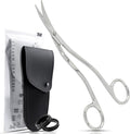 Applique Long Thin Needlepoint Blade 6.1 Inch - Double Bent Curved Offset Handle Scissors with Pouch Sleeve for Embroidery, Fabric, Thread, Knitting, Sewing, Arts & Craft (Polished)