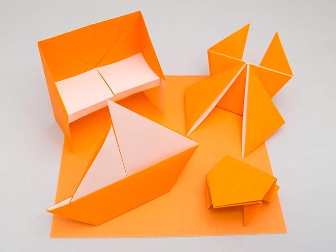 [Taro's Origami Studio] Standard 6 Inch One Sided 20 Colors 65 Sheets Square Easy Fold Premium Japanese Paper for Beginner (Gold and Silver Included) Made in Japan