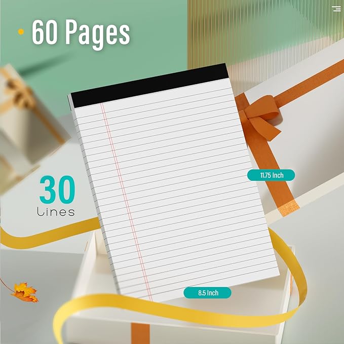 3 Pack Legal Pads 8.5 x 11 Note Pads 8.5 x 11 Inch Notepad 90 Sheets Writing Pads Wide Ruled Lined Paper Pads White Paper Note Pads 8.5 x 11 with 30 Sheets Per Legal Pad for School, Office, Home