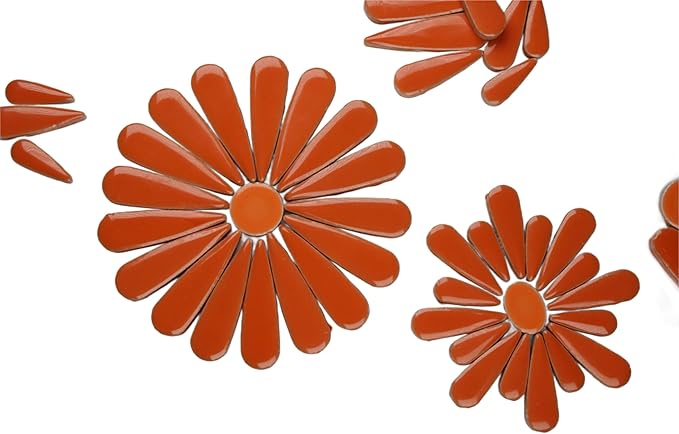200g Petal Droplet Shaped Ceramic Mosaic Tiles for Crafts, Vibrant Colors, Ceramic Tiles for Mosaic Making Kits, DIY Arts and Crafts (Orange)