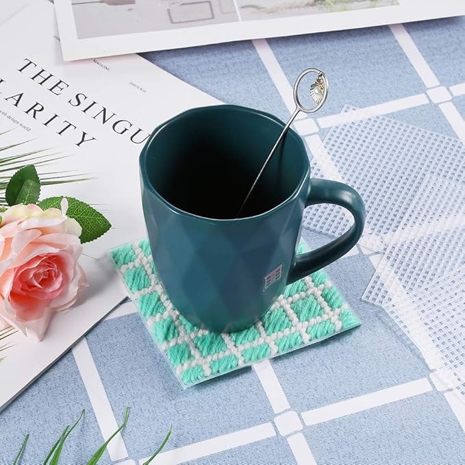 Pllieay 33-Piece Mesh Canvas Kit: 15 Clear Canvas, 12 Colors, Acrylic Yarn & Embroidery Tools for Plastic Craft