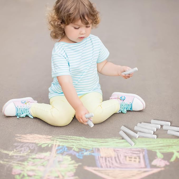 20 Pcs Sidewalk Chalks for Kids Non Toxic Jumbo Chalk for Party Gift Outdoor Art Classroom Play Painting (White)