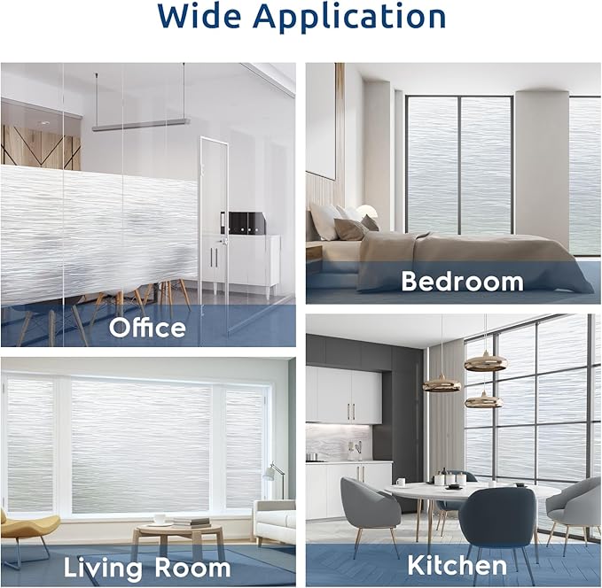 rabbitgoo Window Privacy Film Frosted Glass Film Removable Vinyl Door Coverings UV Blocking Decorative Static Cling Non-Adhesive Window Clings Sticker for Home Decor, 35.4 x 118.1 Inches