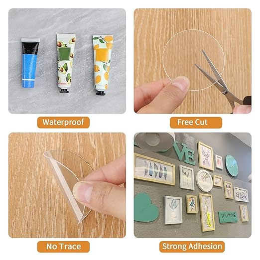 80PCS Heavy Duty Double Sided Adhesive Mounting Circle Tape- Waterproof,Strong Adhesion,Clear, High Strength,No Residue Removability for Hanging,Wall Mounting, Home Decor,Adhesive for Shower