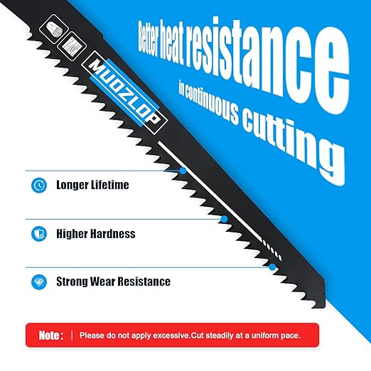 5 Pack 12 inch Reciprocating Saw Blades Set,5 TPI High Carbon Saw Blades, Woodcutting Saw Blades with Organizer Case (5, 5TPI/300mm)