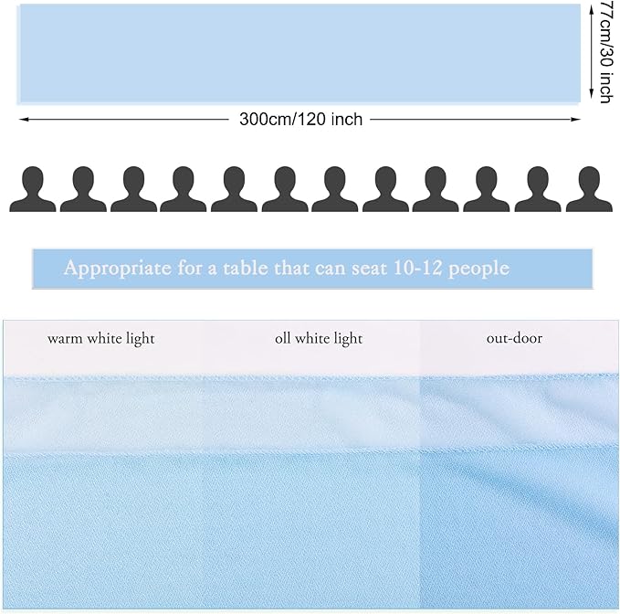 30 x 120 Inches Baby Blue Chiffon Table Runner 10ft Boho Gauze Table Runner for Wedding Decor, Rustic 120inch Long Table Runner for Wedding Bridal Baby Shower Party Decorations