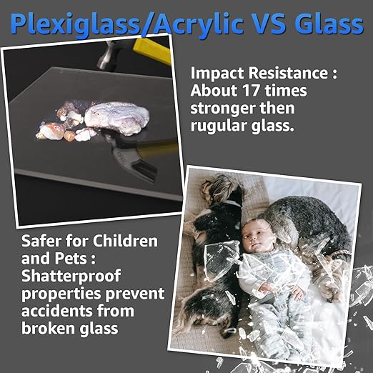 Art3d (2 Pack) 1/4" Thick Plexiglass Sheets - 48" x 24" PET Clear Acrylic Sheets for Art Design，Craft Projects, Signs, DIY in Home, Wedding, Festival,Party,Office