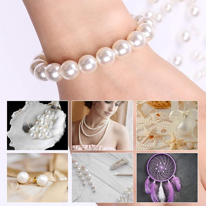 Pearl Beads, Anezus 800pcs Ivory Pearl Craft Beads Loose Pearls for Jewelry Making, Crafts, Decoration and Vase Filler (Assorted Sizes)