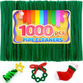 Iooleem 1000pcs Christmas Green Pipe Cleaners, Chenille Stems, Pipe Cleaners for Crafts, Pipe Cleaner Crafts, Art and Craft Suppl.