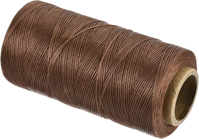 MECCANIXITY Waxed Thread,284 Yard 0.8mm 150D Flat Wax Thread Polyester Waxed String for Leather Sewing Hand Weaving Book Binding Home Decoration,Light Brown