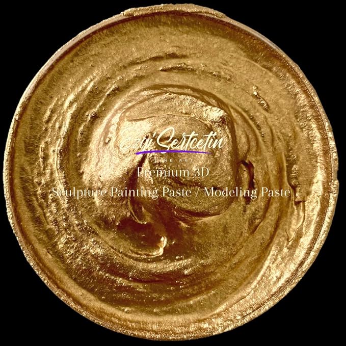 3D Sculpture Painting Paste|Texture Paste|Decorative Plaster|Ready to Use|Unique Metallic Pearl and Neon Colors|Ideal for Artwork|Stencil|Flowers|Texture and Art Relief|6 oz (Bronze)