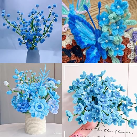 Jolbndcv Pipe Cleaners Flowers Craft Kit,521Pcs Pastel Pipe Cleaners DIY Chenille Stems Makiflower stemsng kit with Flower Stems and Tape