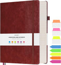 College Ruled Notebook, Large A4 Hardcover Leather Journal, 312 Numbered Pages Writing Journal, 100gsm No Bleed Paper, Lined Journal Notebook for Women Men School Office, 8.5''×11'', Burgundy