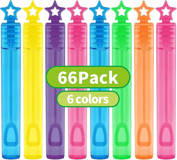 SpringFlower 66 Pieces Mini Bubble Wands,Bubble Party Favors Assortment Toys for Kids,Themed Birthday, Halloween, Goodie Bags, Carnival Prizes, Wedding,Outdoor Gifts for Girls & Boys
