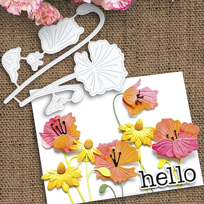 Lapoo Metal Cutting Die for Scrapbooking, 3D Backgrounds Frame New Cutting Dies DIY Album Card Making Decor Paper Craft Metal Die Cuts Party Wedding Decorations (Sunflower C 4 x 3.1 in)
