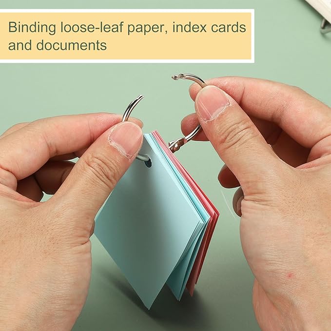 PATIKIL 1.5" x 1.8" Loose Leaf Binder Rings, 30 Pcs Metal Book Rings Nickel Keychain Ring for Paper Index Cards Flash Card Notebook Rings Office Home Book Binder, Silver Tone