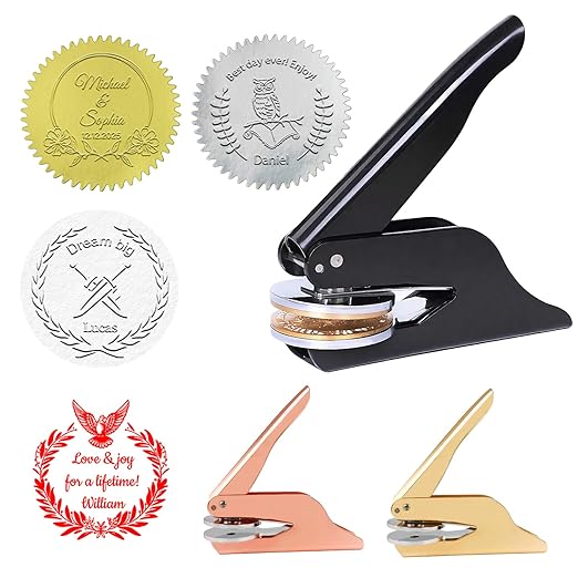 Personalized Book Embosser, Custom Embossing Machine with Metal Carving Molds for Book Lovers, Libraries, Wedding and Gifts