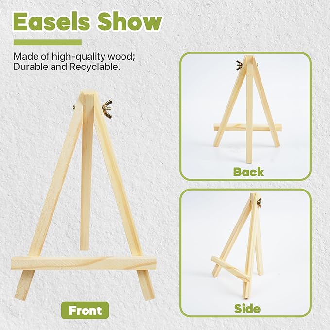 CONDA 6 Pack A-Frame Wood Easels, Tabletop Easels for Painting, Canvases, Display, and Party, Easel Stand for Students, Artists and Beginners, Brown