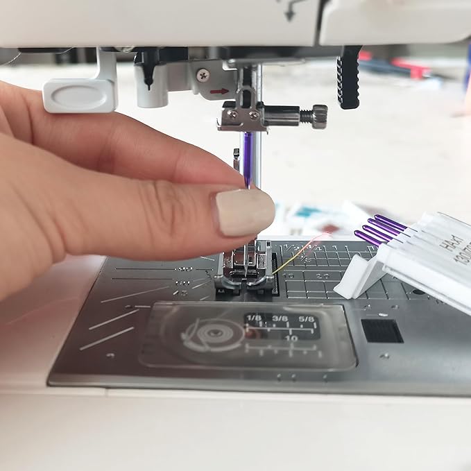 HONEYSEW 60 Pieces Sewing Machine Needles Universal Regular Point Machine Needles for Home Sewing Machine Compatible with Singer, Brother and Old Sewing Machine (Purple, Size 14-60PCS)