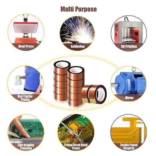 12 Rolls 20mm x16m(52FT) Heat Tape High Temperature Heat Resistant Tape Heat Transfer Tape for Heat Sublimation Press Vinyl,No Residue
