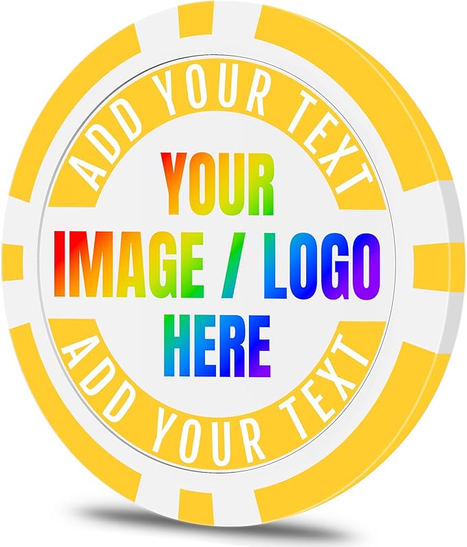 50 Custom Poker Chips, Personalized with Your own Logo, Photo or Text - 11.5g Casino Chips for Poker Gram, Tournaments, Business Card, Token