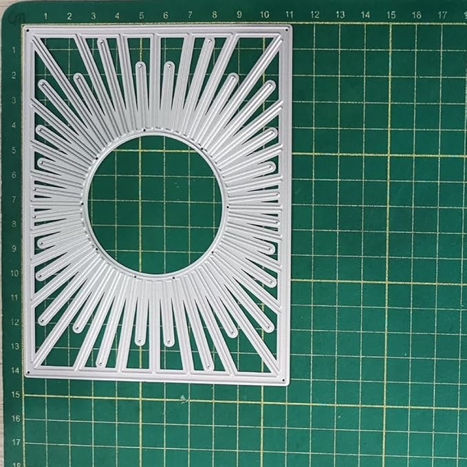 Mvchifay Cutting Dies for Card Making Metal Die-Cuts Scrapbooking Tool Hollow Frame DIY Craft Punch Template Embossing for Paper Album Decor (Sunrise Frame-14.3x11.3cm)