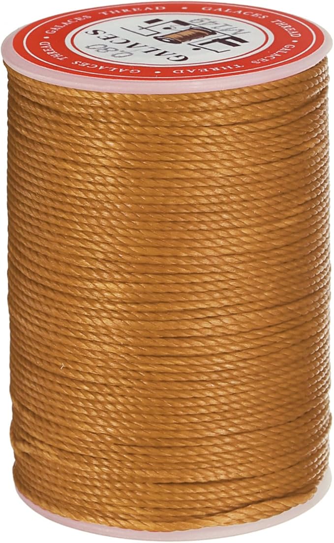 uxcell Round Leather Sewing Waxed Thread, 55m / 60 Yards Wax Polyester String, 0.8mm Waxed Stitching Cord for Leather Crafts, Bookbinding, Bracelets Braided, Golden Brown