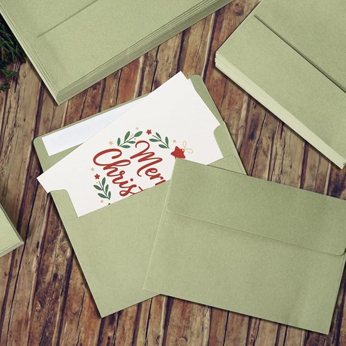Keketer A7 Sage Green 5x7 Printable Envelopes 50 Pack Self - Seal, for 5x7 Cards, Weddings, Invitations, Baby Shower 5.25 x 7.25 Inches