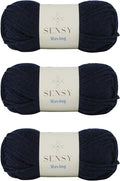 3 Skeins of Sensy Roving Yarn, 3.5 oz, 132 Yards, Gauge 5 Bulky (Navy Blue)