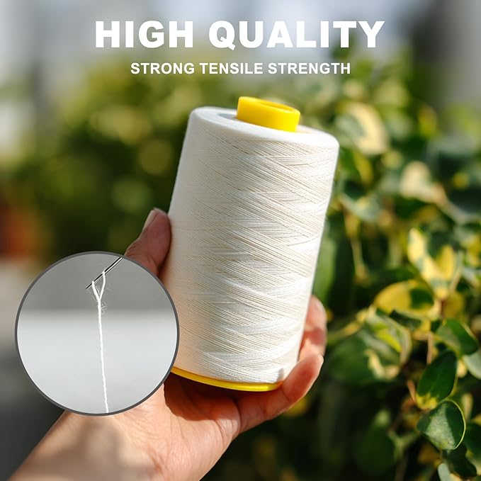 Sewing Thread Cone Set, 4 Pack Serger Thread, 3000 Yards Each, All Purpose Thread for Sewing, Quilting, Machines, Overlock, Merrow & Hand Embroidery (White2Black2)