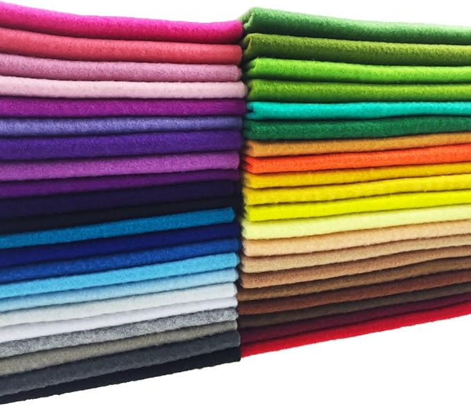 flic-flac 42pcs1.4mm Thick Soft Felt Fabric Sheet Assorted Color Felt Pack DIY Craft Sewing Squares Nonwoven Patchwork (20cm * 20cm)