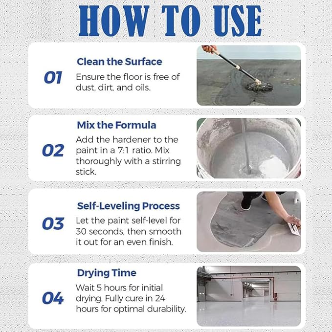 Louis Forest Epoxy Floor Paint, High-Gloss Marble Effect Epoxy Floor Coating (Light Gray,1pcs)