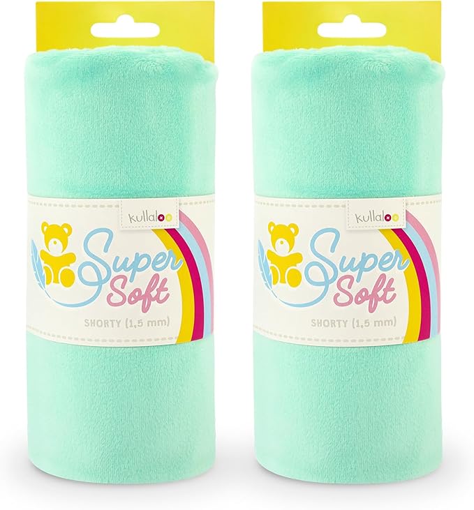 kullaloo Plush Fabric | Solid Mint Minky Fabric for Sewing (Pack of 2) | Super Soft Cuddle Material | 39.5x29.5 | Plushies, Baby Blankets, Pillows, Dog Beds, Cat Beds, Baby Accessories, Apparel