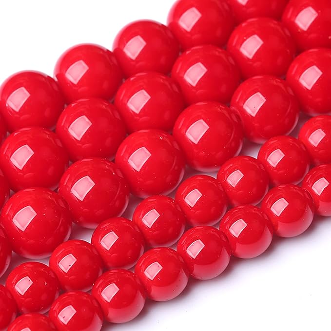 4MM Coral Red Glass Beads Natural Stone Crystal Energy Round Loose Beads for Jewelry Making Bracelet 180pcs 2 Strands 32"