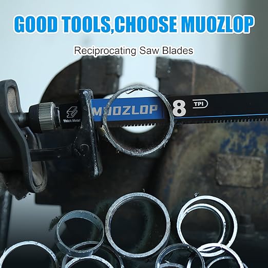 1 Pack 9 inch Reciprocating Saw Blades Set，8 TPI High Carbon Saw Blades for Metal ，Saw Blades with Organizer Case (1, 8T/9inch)
