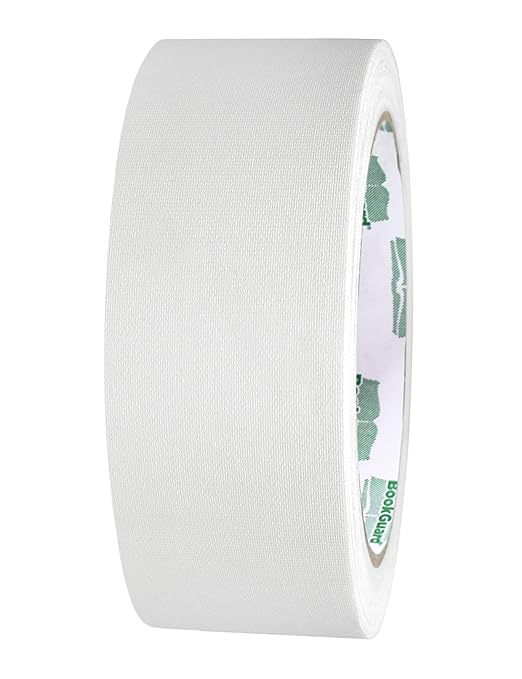 BookGuard 1-1/2 Inch Vinyl-Coated Cotton Cloth Bookbinding Repair Tape, 15 Yard Roll, White