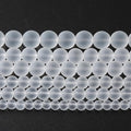 45pcs 8mm Frost White Crystal Glass Beads for Jewelry Making Round Loose Beads DIY Bracelets Necklaces Crystal Energy Healing Stone Beads 15"(8mm, Frost White Glass)
