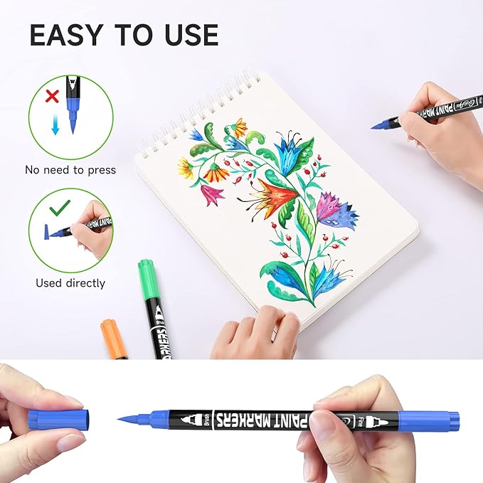 20 Colors Acrylic Paint Pens, Water-based Paint Markers for Wood,Canvas, Glass, Ceramic, Roch Painting,DIY Crafts, Art Supplier (20 Corlors(Brush and Fine Nib))
