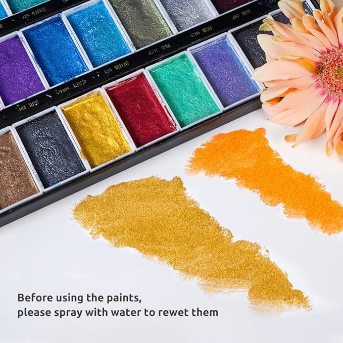 Paul Rubens Watercolor Paint Set, 36 Classical Glittery Colors Solid Paints, Strong Coverage, Good Lightfastness, Ideal for Illustrators, Artists, Painters, Students