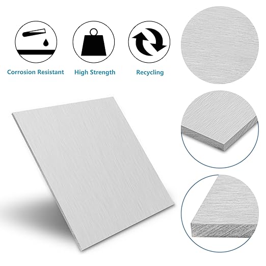 6061 Aluminum Sheet Metal 8 x 12 x 1/4 Inch, Heavy Duty Aluminum Sheets Plates with Protective Film, 6MM Thick Flat Plain Panel Plate Solid Metal Sheet Plate for Crafting Structural Framing Base Plate