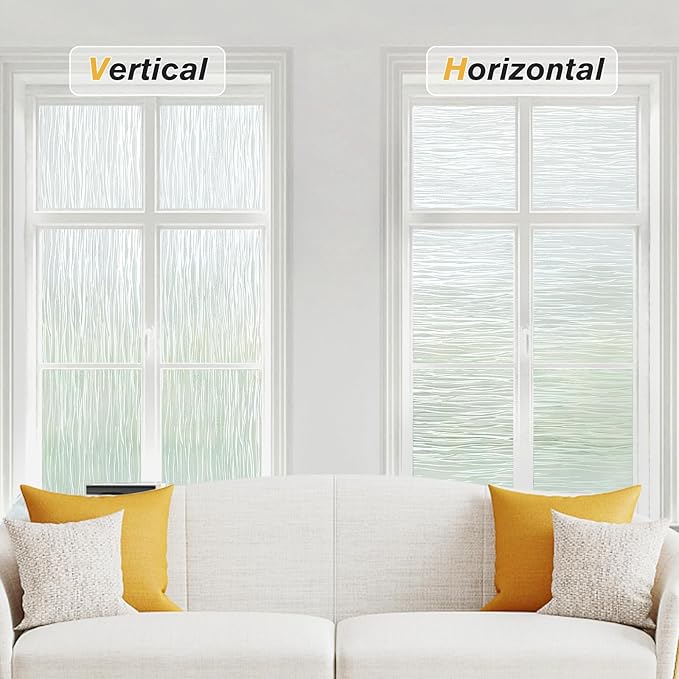 Haton Window Privacy Film, Frosted Glass Privacy Window Clings, Sun Blocking Frosting Opaque Coverings, Static Cling Removable Decorative Stickers for Home Door, Non-Adhesive 29.5" x 78.7"