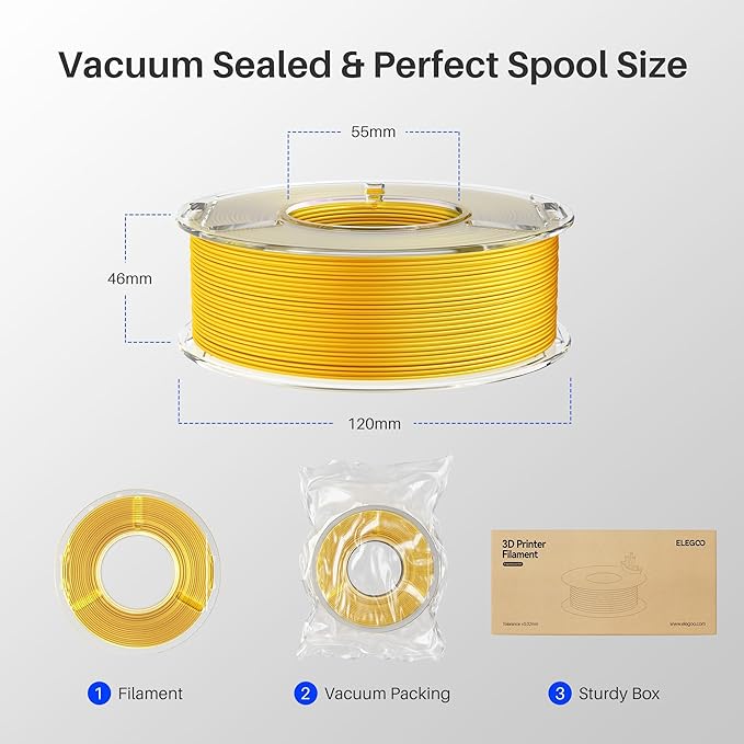 ELEGOO Silk PLA Filament Bundle 1.75mm, Dual and Triple Colors Shiny 3D Printer Filaments Dimensional Accuracy +/- 0.05mm, 4 Pack 250g Spool Multicolors